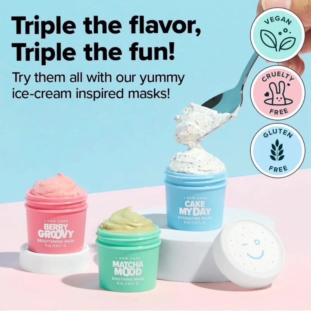 I Dew Care Mini Scoops Beauty Face Mask Set Minis Soothing Hydrating Brightening